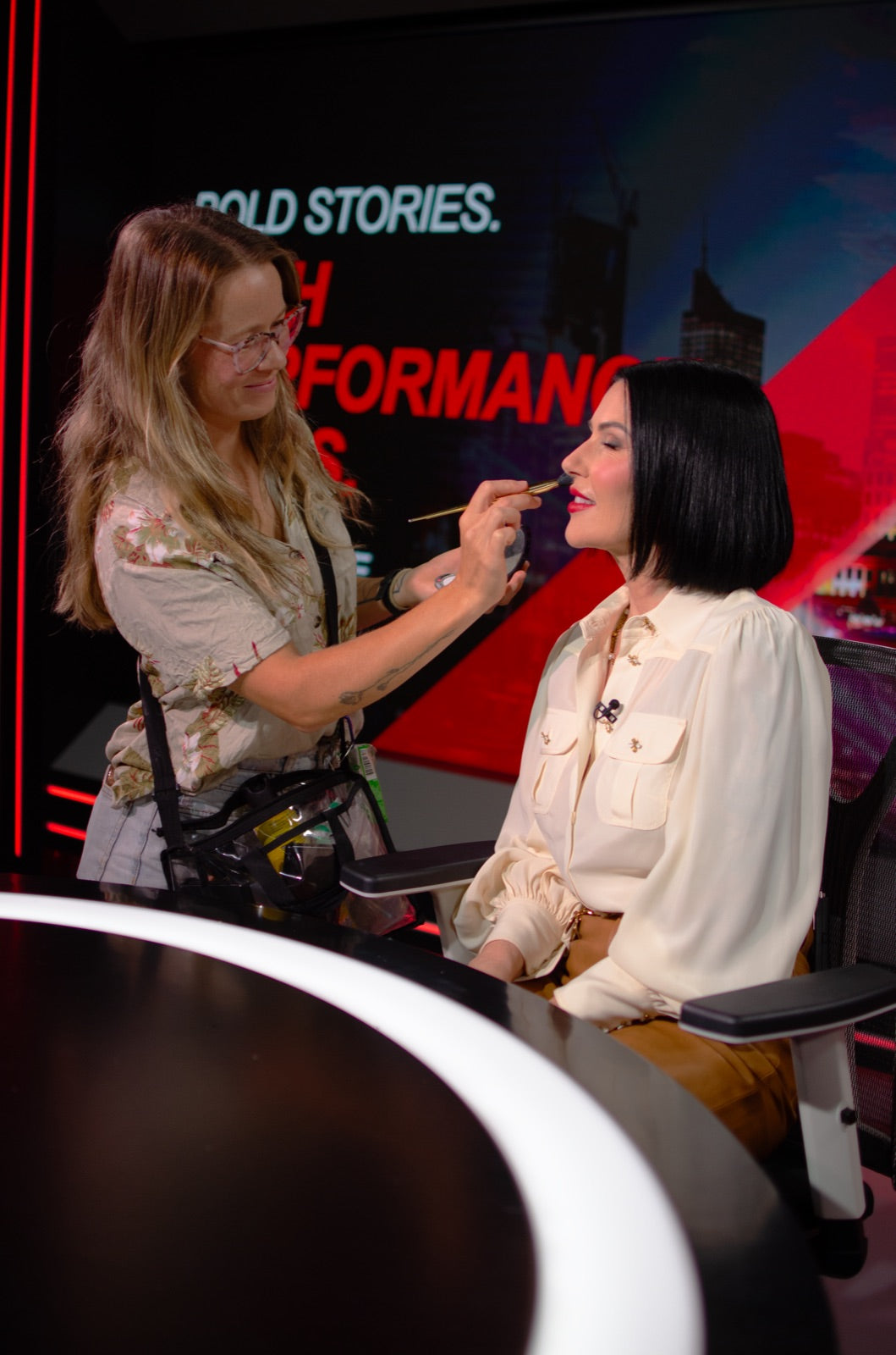 Behind the scenes before the interview